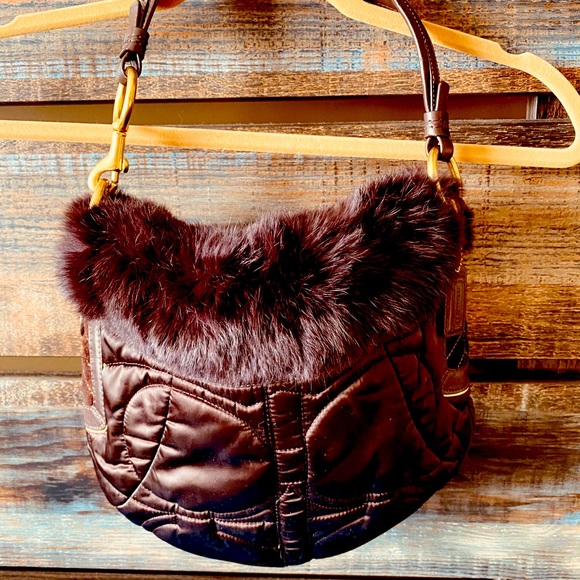 Coach Handbags - Authentic fur lined COACH shoulder bag!